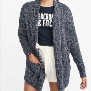 Abercrombie & Fitch Open Front Marled Knit Cardigan in Gray Size XS